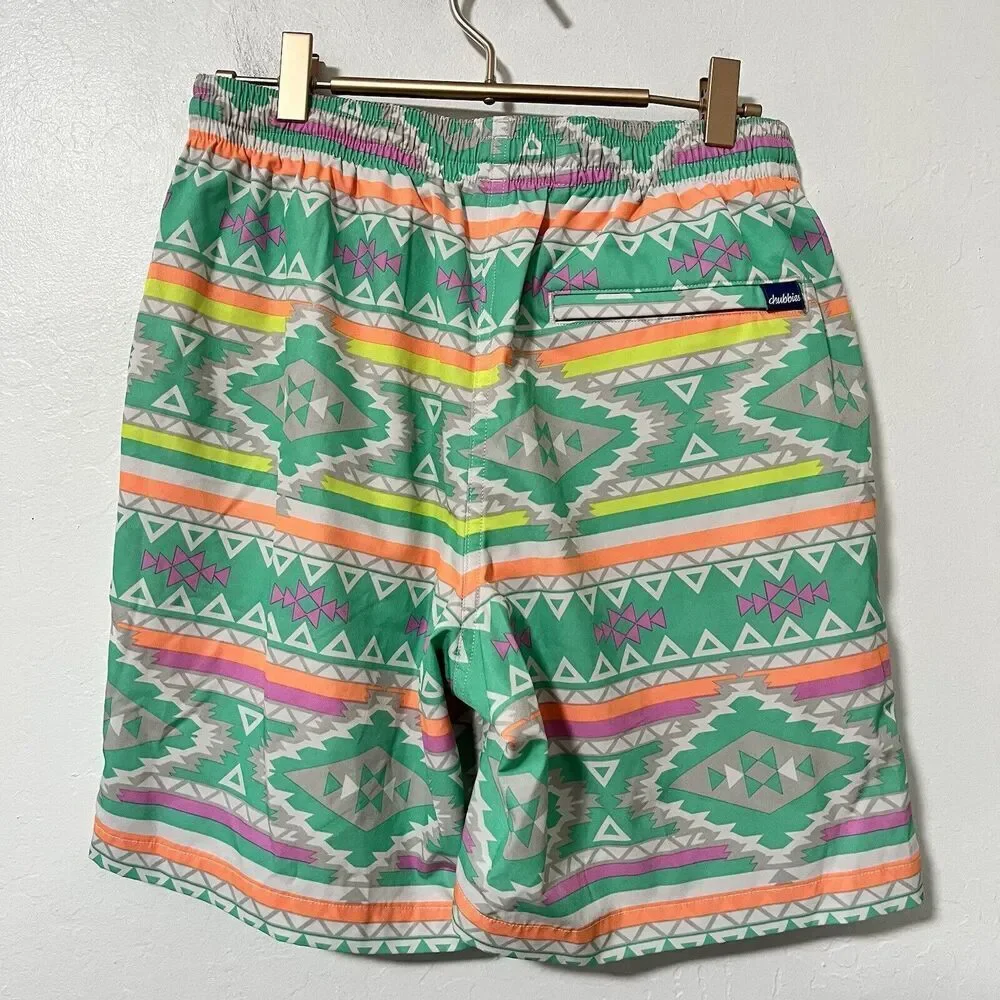 Chubbies En Fuego Aztec 7” Swim Trunks‎ Size M Lined Beach Vacation Men's NWOT